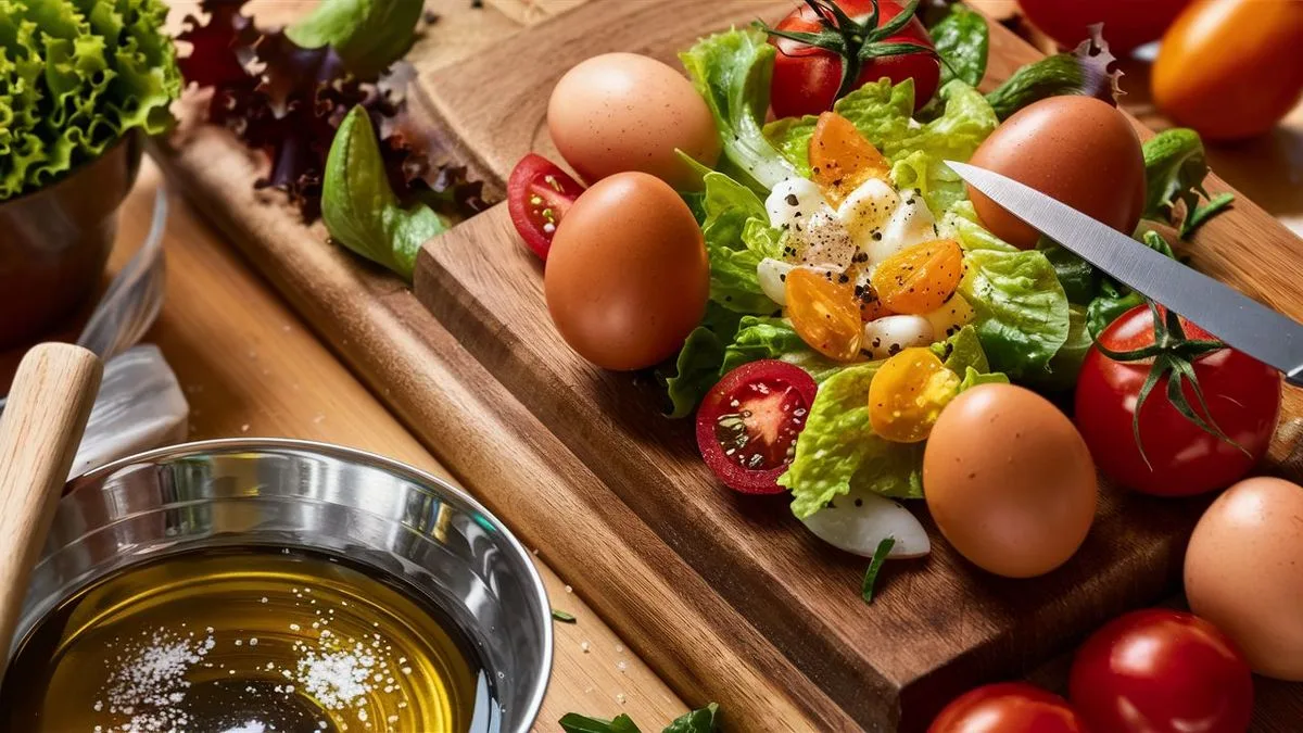 Zdravý vajíčkový salát s rajčaty