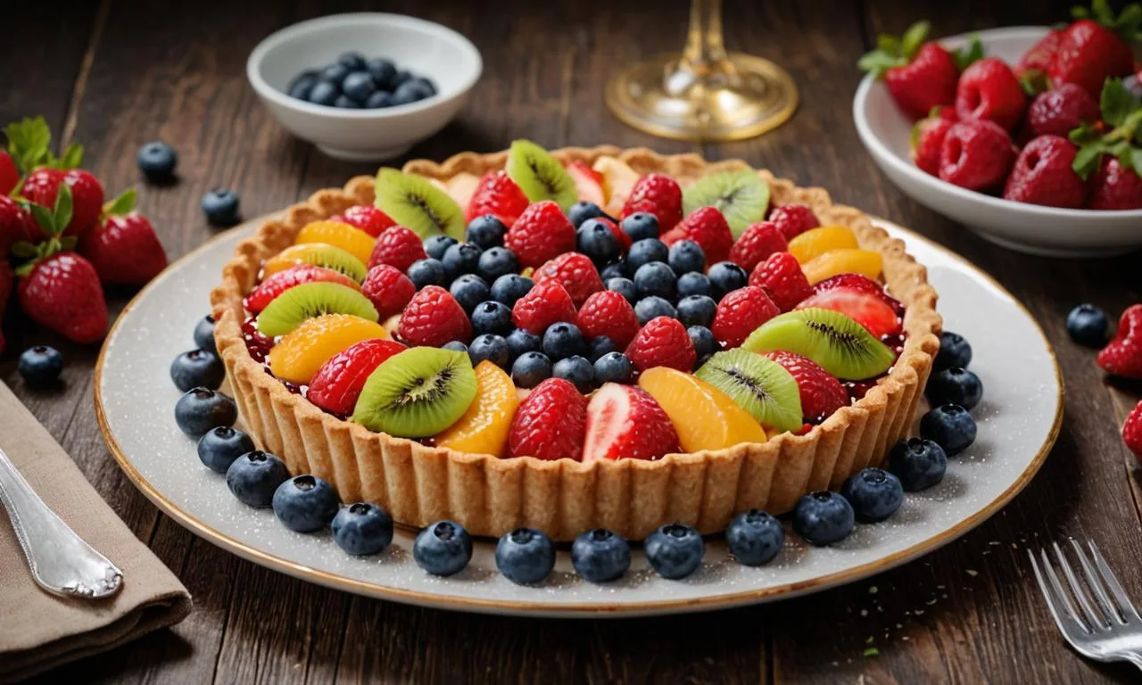 litý koláč s tvarohem a ovocem